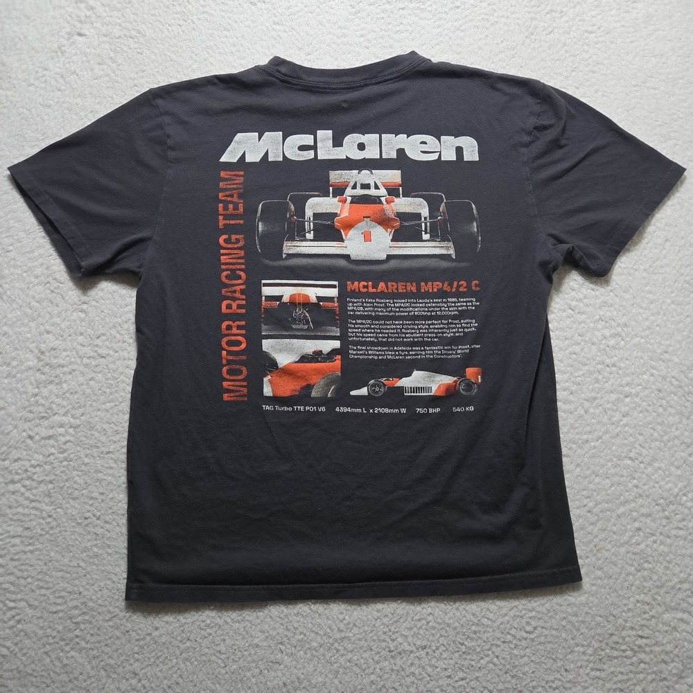 McLaren Racing Team F1 Formula T shirt Size Large Double-Sided Big Grafic